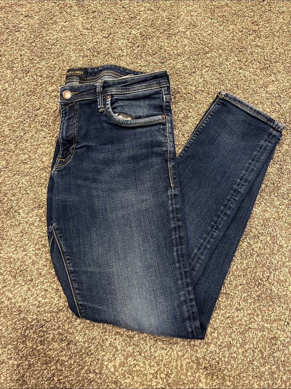 Jack & Jones Men's Slim Jeans in Dark Blue Wash